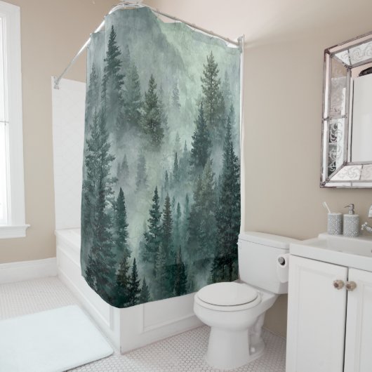 Moody Forest Shower Curtain Duschvorhang (Beispiel)