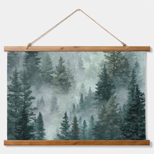 Moody Forest  Wandteppich Mit Holzrahmen (Vorne)