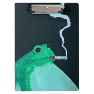 Moody Frog Art | Lustiger verrückter rauchender Fr Klemmbrett