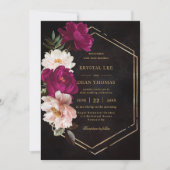 Moody Fuchsia Pink Blush Blues Peonies Wedding Einladung (Vorderseite)