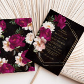 Moody Fuchsia Pink Blush Blues Peonies Wedding Einladung