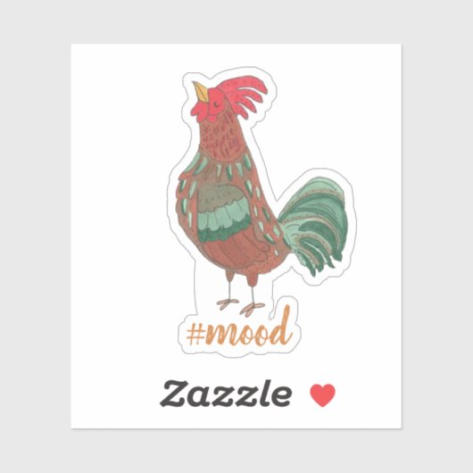 Moody Fun Rooster Illustration Aufkleber (Blatt)