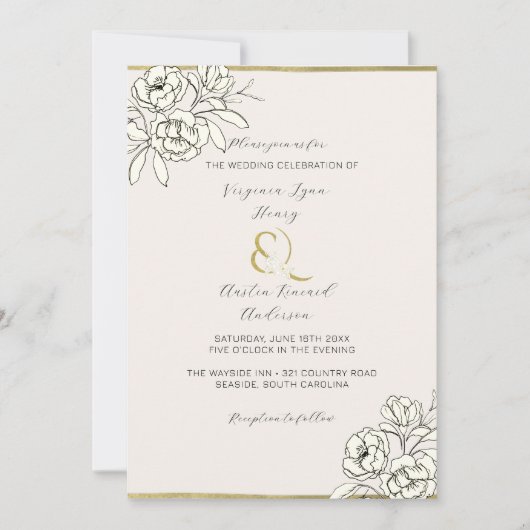 Moody geräucherte Goldampersand (vertikal) Einladung (Vorderseite)