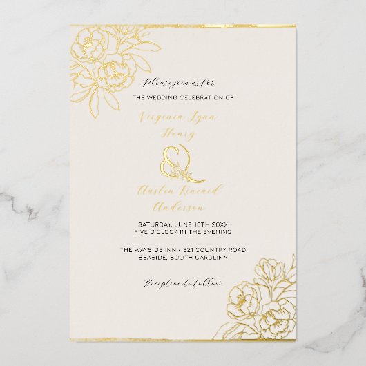 Moody geräucherte Goldampersand (vertikal) Folieneinladung (Vorderseite)