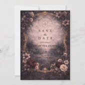 Moody Gold Baroque Wedding Save The Date (Vorderseite)