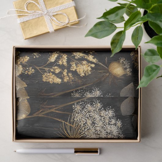 Moody Gold Botanical Seamless Decoupage Seidenpapier (Geschenk)