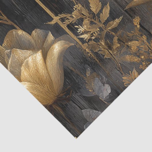 Moody Gold Botanical Seamless Decoupage Seidenpapier (Ausschnitt)