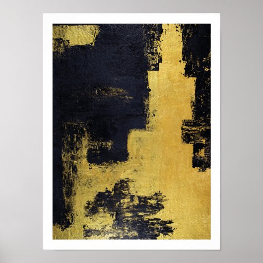 Moody gold & schwarz abstrakte Malergrafik Poster (Vorne)