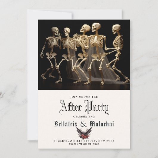 Moody Goth Rosewood nach Party QR Code Save The Date (Vorderseite)