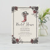 Moody Goth Western Red Black Rose Brautparty Einladung (Stehend Vorderseite)