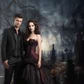 Moody Gothic Autumn Moonlit Graveyard XLarge Wandteppich