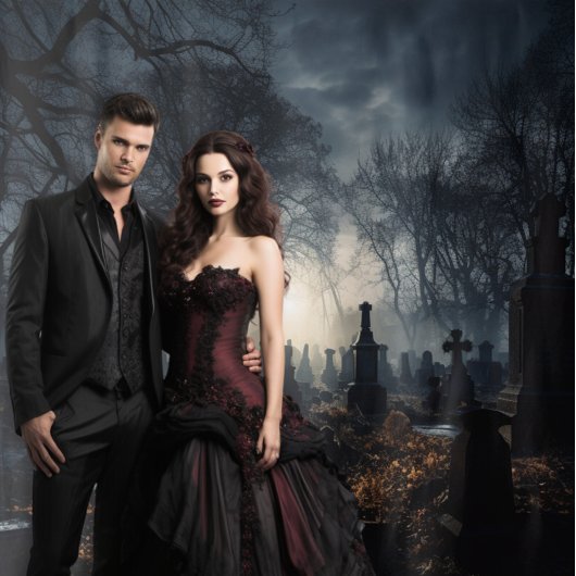 Moody Gothic Autumn Moonlit Graveyard XLarge Wandteppich