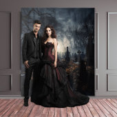 Moody Gothic Autumn Moonlit Graveyard XLarge Wandteppich