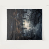 Moody Gothic Autumn Moonlit Graveyard XLarge Wandteppich (Vorderseite (Horizontal))