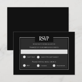 Moody Gothic Black and White Wedding Response Card RSVP Karte