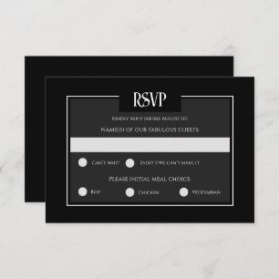 Moody Gothic Black and White Wedding Response Card RSVP Karte