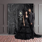 Moody Gothic Black Filigree & Skull XLarge Wandteppich