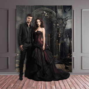 Moody Gothic Dark Alter & Arch Cream Rose XLarge Wandteppich
