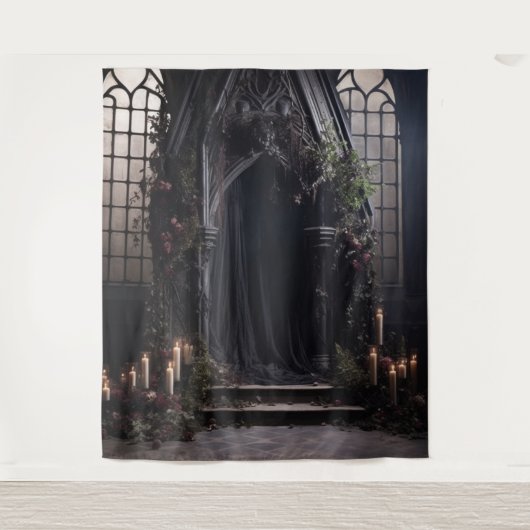 Moody Gothic Dark Alter Blume & Greenery XLarge Wandteppich (Vorderseite)