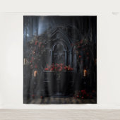 Moody Gothic Dark Alter mit Rote Rosen XLarge Wandteppich (Vorderseite)