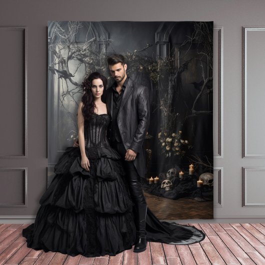 Moody Gothic Dark Alter mit Skulls XLarge Wandteppich