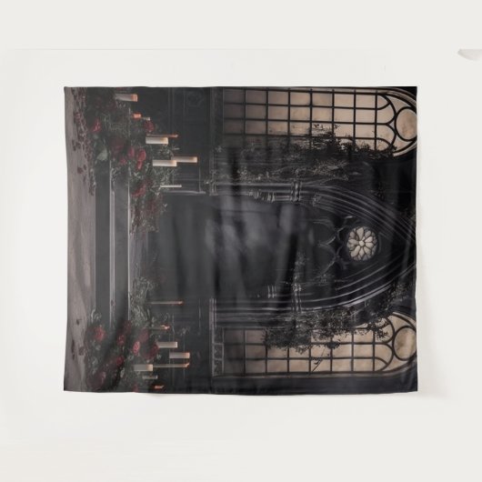 Moody Gothic Dark Arch Alter & Wine Blume XLarge Wandteppich (Vorderseite (Horizontal))