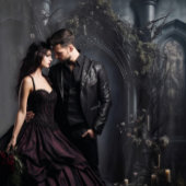 Moody Gothic Dark Arch mit Candles XLarge Wandteppich