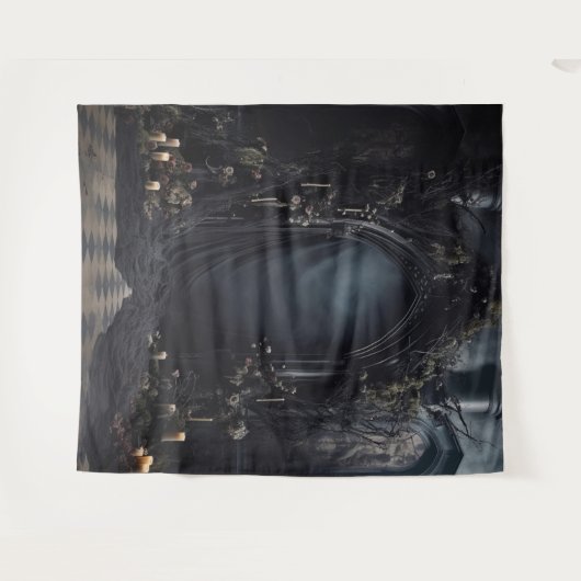 Moody Gothic Dark Arch mit Candles XLarge Wandteppich (Vorderseite (Horizontal))