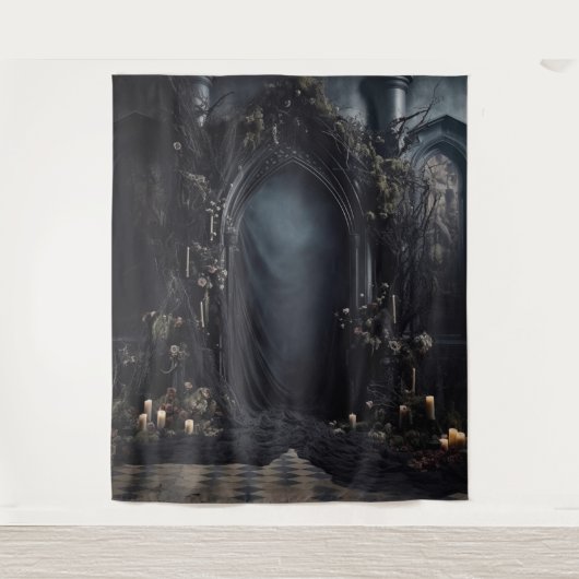 Moody Gothic Dark Arch mit Candles XLarge Wandteppich (Vorderseite)