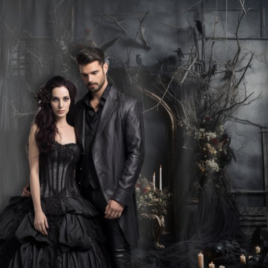 Moody Gothic Dark Arched Alter mit Ravens XLarge Wandteppich