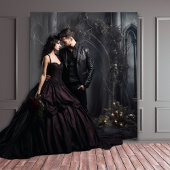 Moody Gothic Dark Candlelit Arch & Blume XLarge Wandteppich