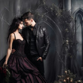 Moody Gothic Dark Candlelit Arch & Blume XLarge Wandteppich