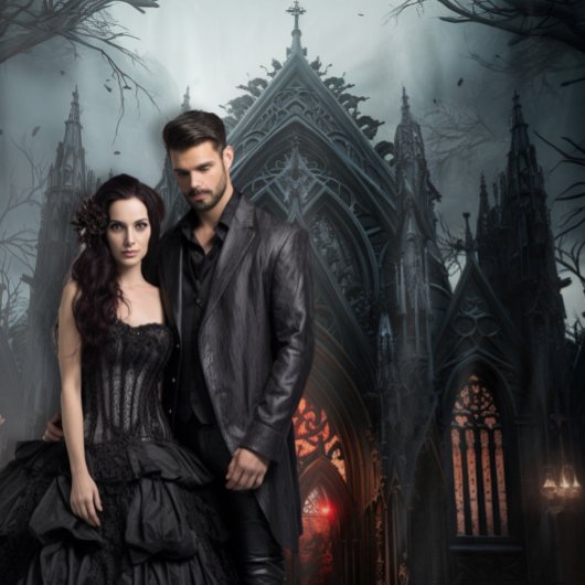 Moody Gothic Dark Cathedral in Woods XLarge Wandteppich