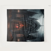 Moody Gothic Dark Cathedral in Woods XLarge Wandteppich (Vorderseite (Horizontal))