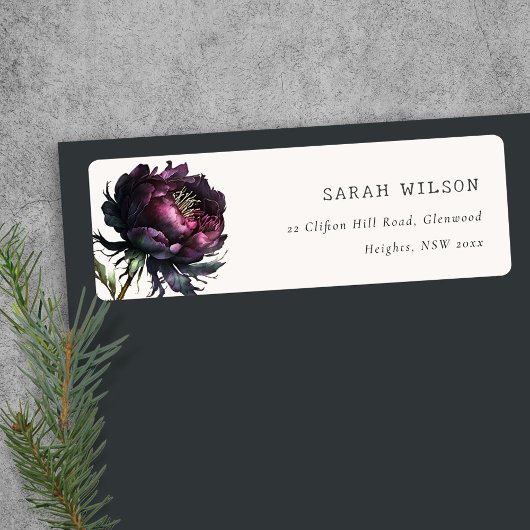 Moody Gothic Dark Lila Black Peony Address