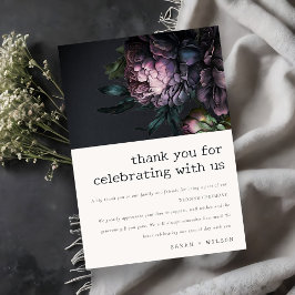 Moody Gothic Dark Lila Black Peony Wedding Dankeskarte