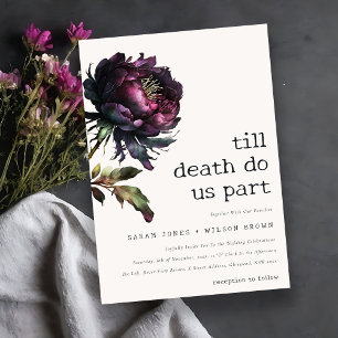 Moody Gothic Dark Lila Black Peony Wedding Einladung