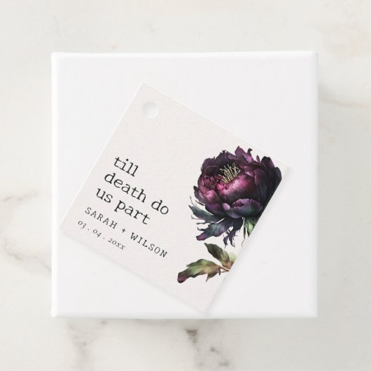 Moody Gothic Dark Lila Black Peony Wedding Geschenkanhänger (Beispiel)