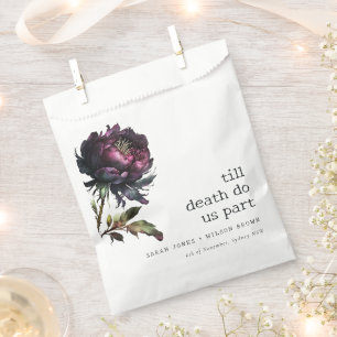 Moody Gothic Dark Lila Black Peony Wedding Geschenktütchen