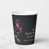 Moody Gothic Dark Lila Black Peony Wedding Pappbecher (Rückseite)