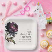 Moody Gothic Dark Lila Black Peony Wedding Pappteller (Party)