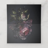 Moody Gothic Dark Lila Black Peony Wedding Platzkarte (Innenseite Aufgefaltet)