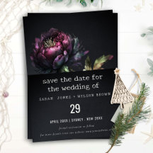 Moody Gothic Dark Lila Black Peony Wedding