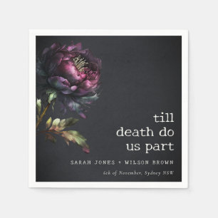Moody Gothic Dark Lila Black Peony Wedding Serviette