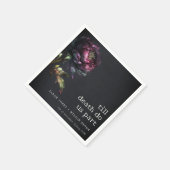 Moody Gothic Dark Lila Black Peony Wedding Serviette (Ecke)