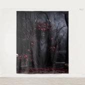 Moody Gothic Dark Room mit Mauve Rose XLarge Wandteppich (Vorderseite)