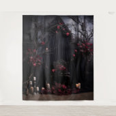 Moody Gothic Dark Veiled Arch & Chair XLarge Wandteppich (Vorderseite)