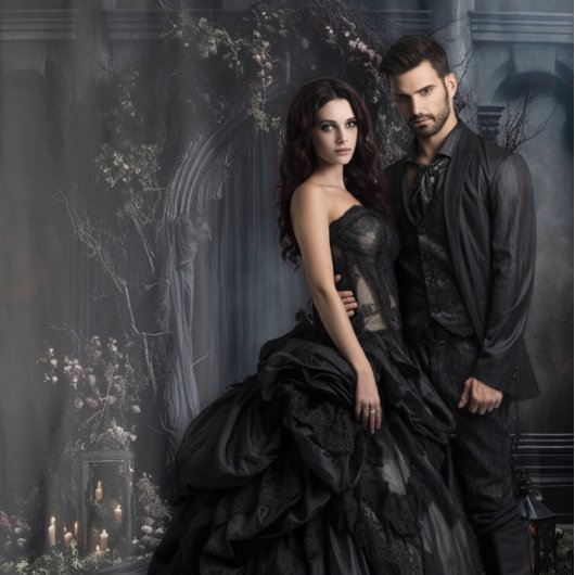 Moody Gothic Dark Veiled Arch & Lanterns XLarge Wandteppich