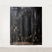 Moody Gothic Dark Wedding Arch & Candles XLarge Wandteppich (Vorderseite)