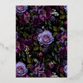 Moody Gothic Floral Foil Wedding Einladung (Rückseite)